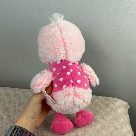 Gitzy Pink Duck Plush Stuffed Animal Toy White Polka Dots Rattle Duckie - Picture 4 of 6